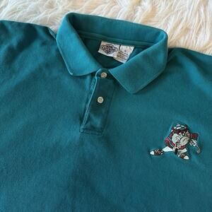 Looney Tunes Polo Shirt Mens XL Teal Taz Tasmanian Devil Acme Grampacore VTG ‘94